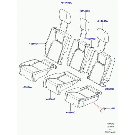 Land rover garniture dossier de siege arrière Discovery 3 (LR038737)