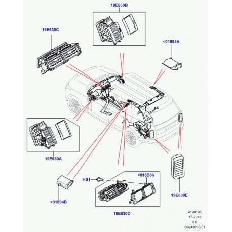 Land rover encadrement bouche d'air console Range L405 (LR038822)