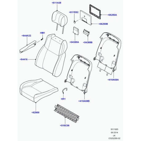 Land rover garnissage coussin de siege Range L405 (LR038883)