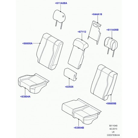 Land rover garniture coussin de siege arrière Range L405 (LR038967)