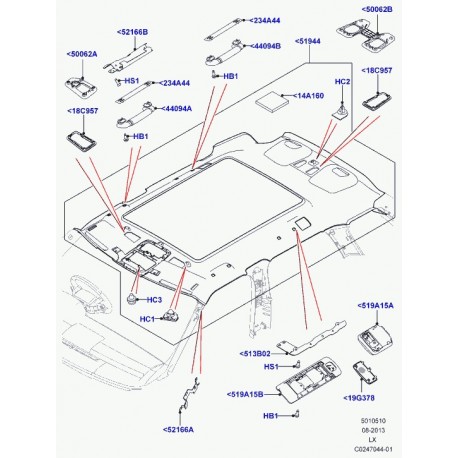 Land rover fixation pavillon Range L405,  Sport (LR040343)