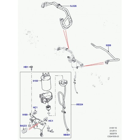 Land rover tube de retour Range Sport (LR040357)