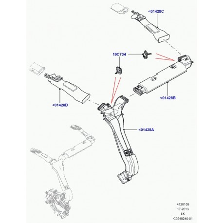 Land rover tubulure d'entree d'air Range L405 (LR040448)