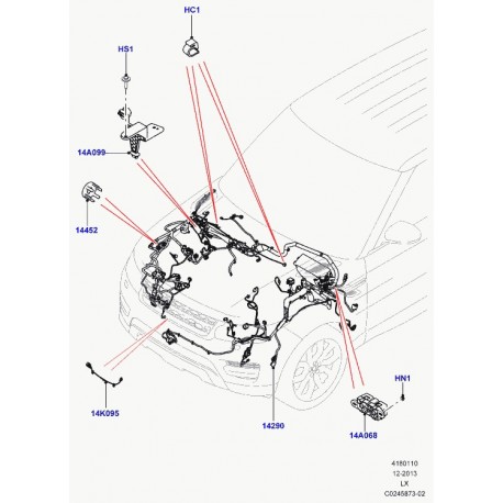 Land rover cablage volets obturateur actif Range L405,  Sport (LR040613)