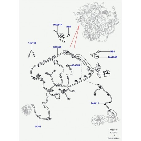 Land rover fil de masse-moteur Range L405,  Sport (LR040625)