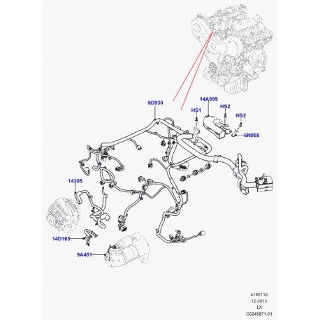 Land rover fil de masse-moteur Range Sport (LR040626)