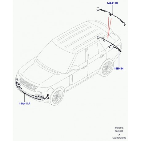 Land rover cablage surveillance angles morts Range L405 (LR040651)