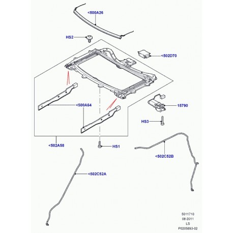 Land rover guide brancard de pavillon Discovery 3 (LR040809)