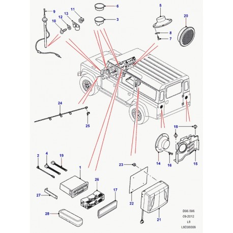 Land rover casier-faxade lecteur cd Defender 90, 110, 130 (LR040849)