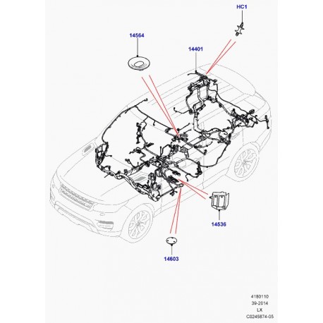 Land rover passe-fil cablage Range L405,  Sport (LR041086)