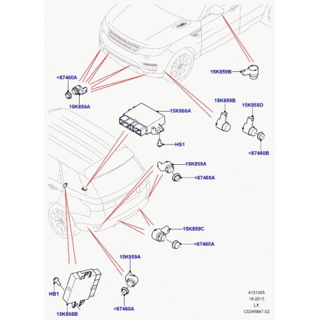 Land rover cache capteur aide stationnement Range L405,  Sport (LR041097)