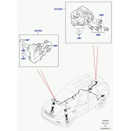 Land rover raccord corps soupapes sur tuyau Range L405,  Sport (LR041295)