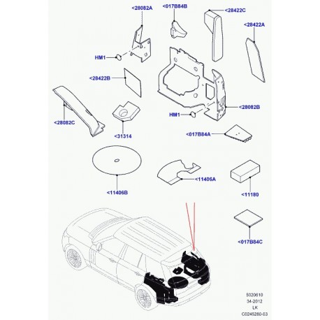 Land rover antibruit panneau lateral arrière Range L405 (LR041734)