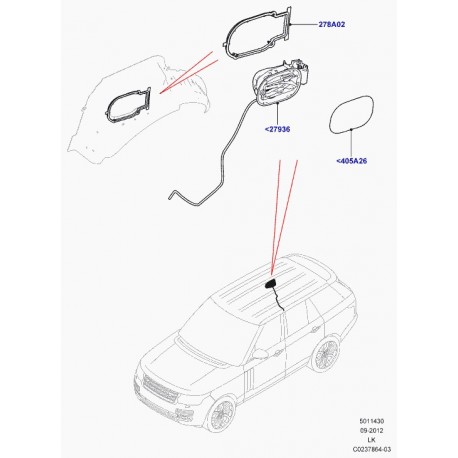 Land rover couvercle ouverture remp. reserv. Range L405 (LR041799)