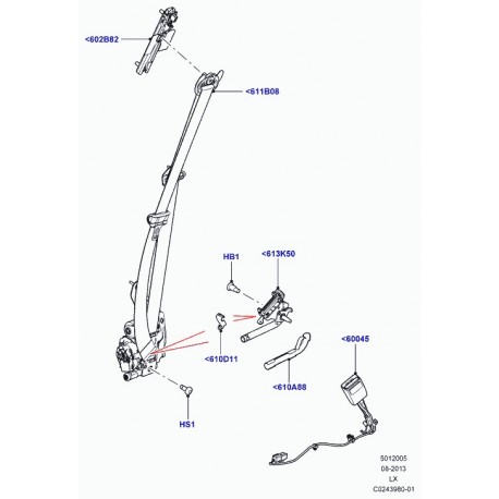 Land rover couvercle pretensionneur ceint sec Range L405,  Sport (LR041845)