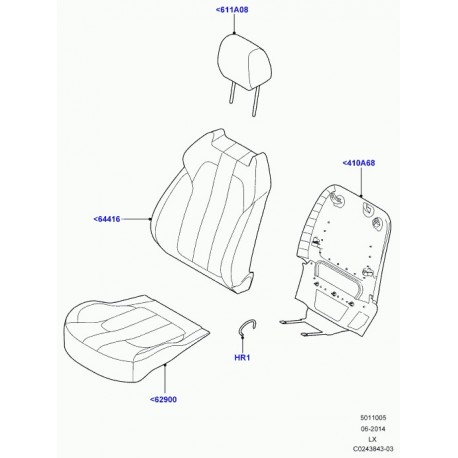 Land rover garnissage dossier de siege Range Sport (LR042041)