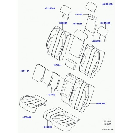 Land rover garniture dossier de siege arrière Range Sport (LR042395)