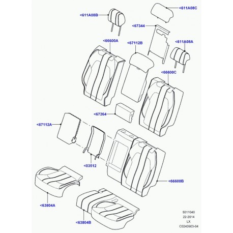 Land rover garniture dossier de siege arrière Range Sport (LR042397)