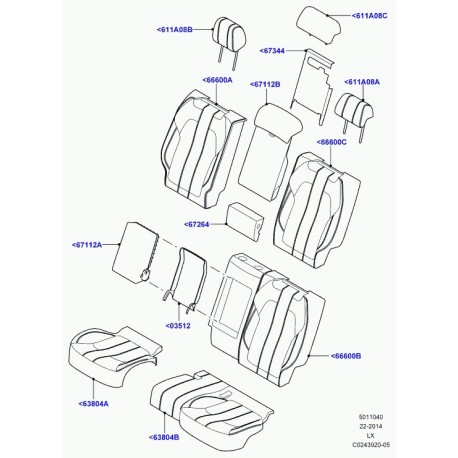 Land rover garniture dossier de siege arrière Range Sport (LR042407)