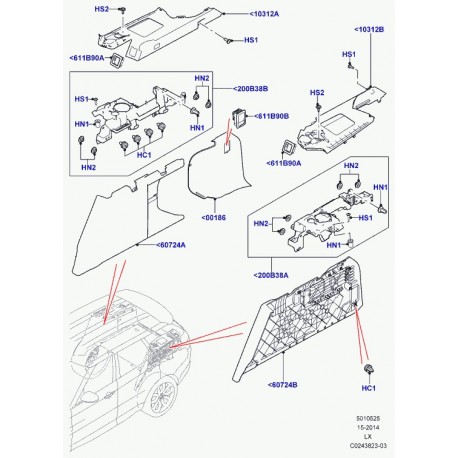 Land rover encadrement contact. coffre bagages Range L405,  Sport (LR042698)