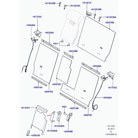 Land rover moquette dossier de siege arrière Range Sport (LR042770)