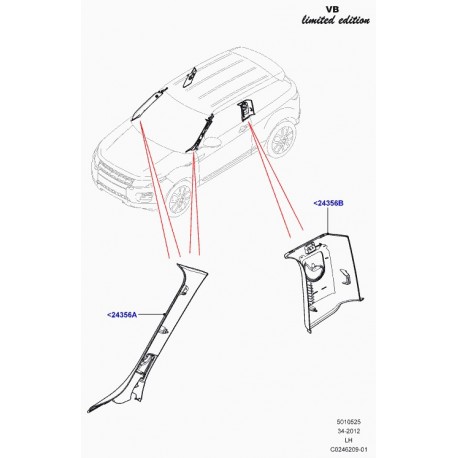 Land rover garnissage montant a Evoque (LR043416)