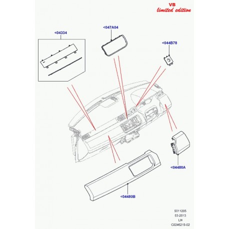 Land rover finition garnissage decoratif Evoque (LR043422)