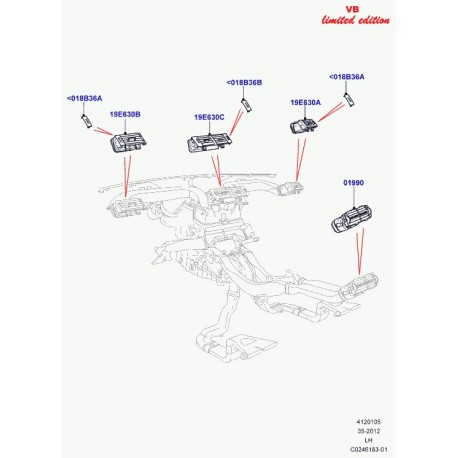 Land rover aerateur ventilation de cabine Evoque (LR043454)