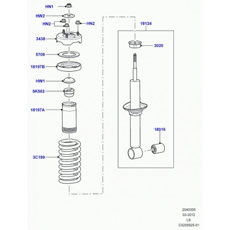 Land rover ressort suspension-avant Discovery 3 (LR043568)