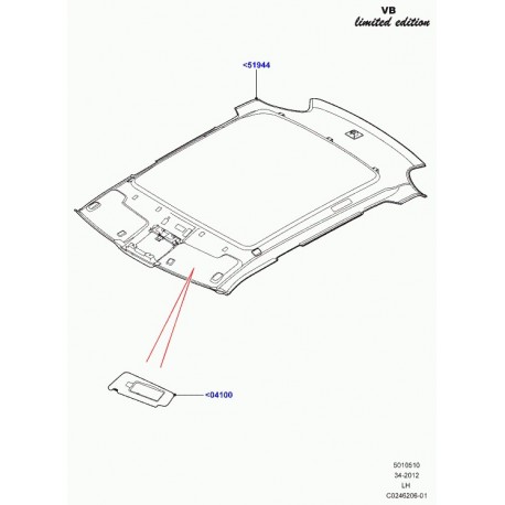 Land rover garnissage de pavillon Evoque (LR043590)