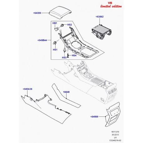 Land rover panneau console finition extremite Evoque (LR043618)