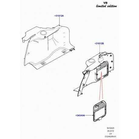 Land rover recouvrement garniture laterale Evoque (LR043632)