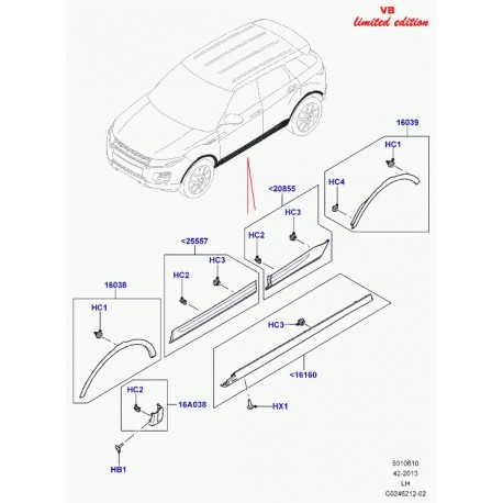 Land rover enjoliveur arc de roue avant Evoque (LR043636)