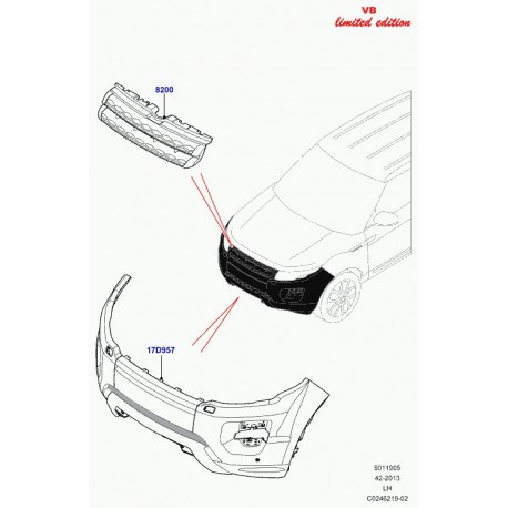 Land rover grille de radiateur Evoque (LR043648)