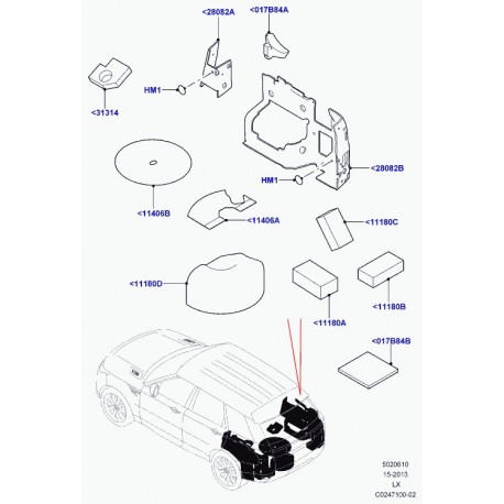 Land rover garniture insonorisation passage roue Range Sport (LR043822)