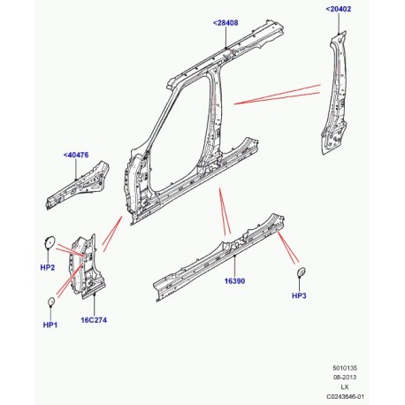 Land rover bouchon montant a Range L405,  Sport (LR043901)