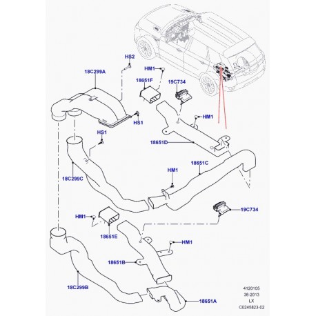 Land rover conduit d'air place pour pieds Range Sport (LR044009)