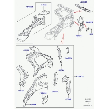 Land rover longeron plancher Range Sport (LR044183)