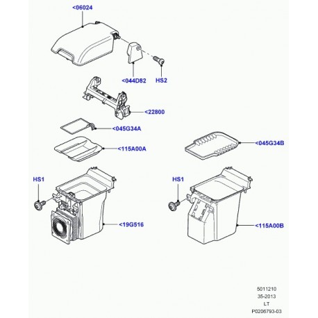 Land rover couvercle compartiment rangement Discovery 3, Range Sport (LR044204)