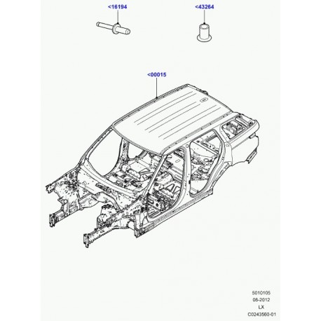 Land rover coque-prem. couche-sans ferm. Range Sport (LR044404)