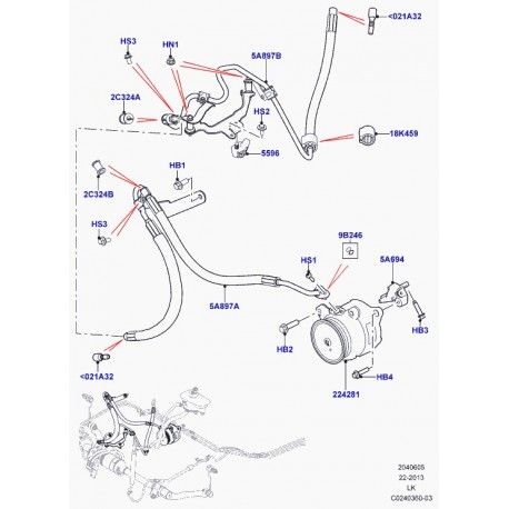 Land rover tube systeme barre stabilisatrice active Range L405,  Sport (LR044565)