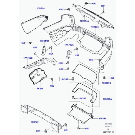 Land rover support pare-chocs Range Sport (LR045179)