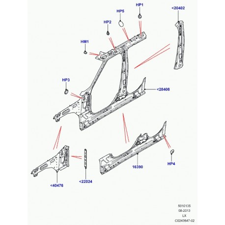 Land rover renfort montant b Range Sport (LR045592)