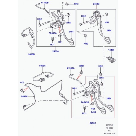 Land rover pedale et support Discovery 3 (LR045820)