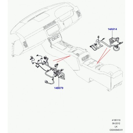 Land rover cablage console centrale Range L405 (LR046836)