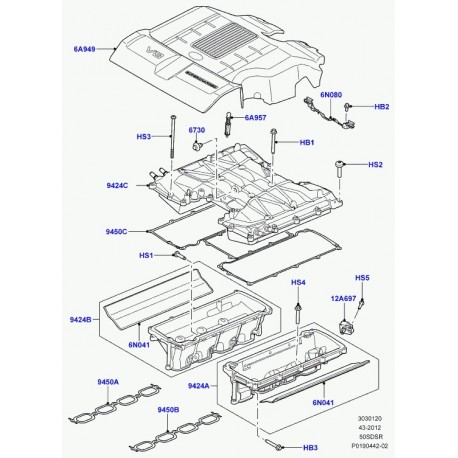 Land rover couvercle haut moteur Range Sport (LR046912)