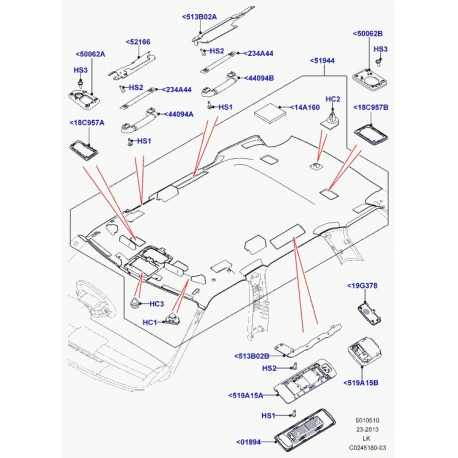 Land rover garnissage de pavillon Range L405 (LR047006)