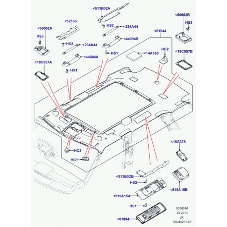 Land rover garnissage de pavillon Range L405 (LR047031)