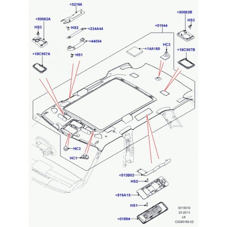 Land rover garnissage de pavillon Range L405 (LR047198)