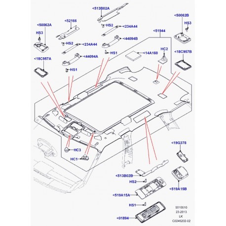 Land rover garnissage de pavillon Range L405 (LR047199)